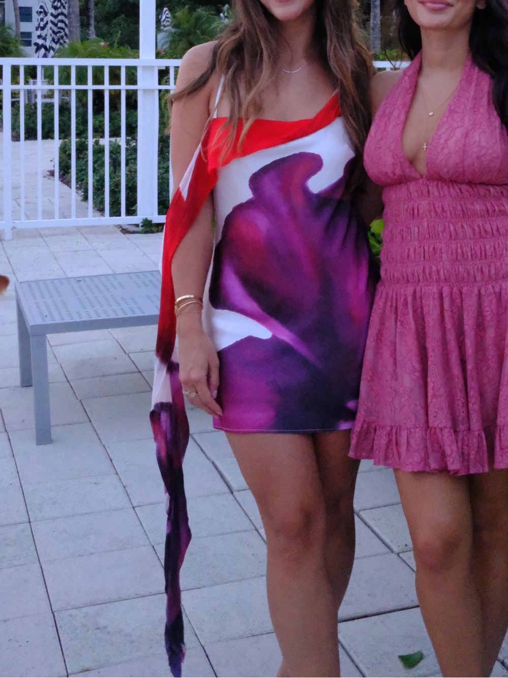 Vibrant Pink & Purple Print One-Shoulder Mini Dress